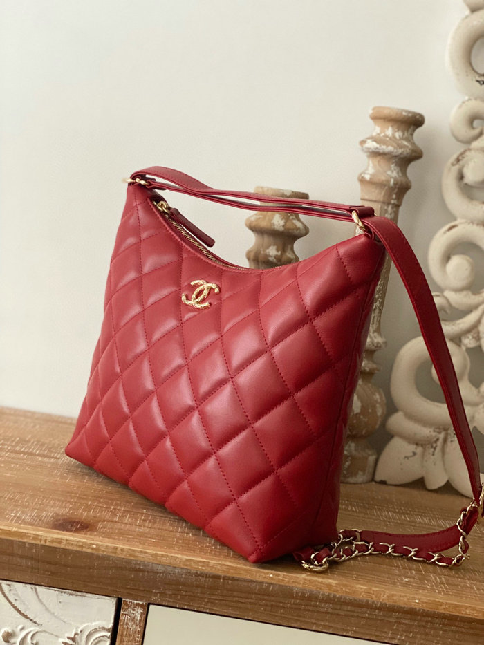 Chanel Maxi Hobo Bag Red AS3488