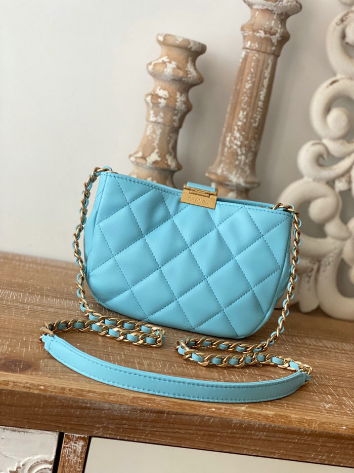 Chanel SMALL HOBO BAG Blue AS3475