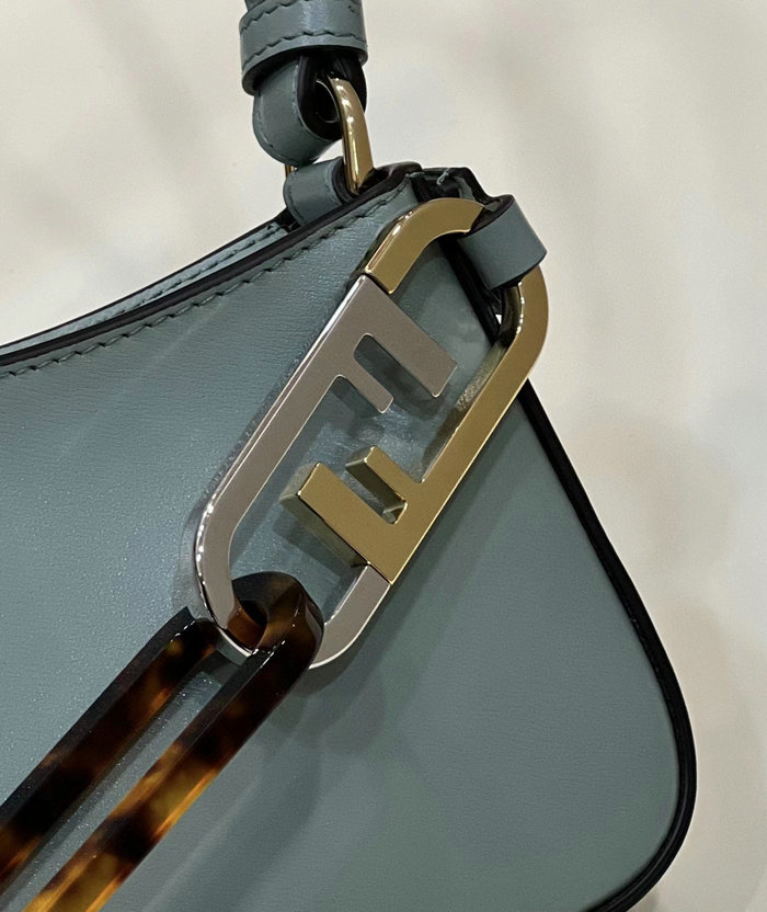 Fendi O'Lock embellished leather shoulder bag Blue F8573