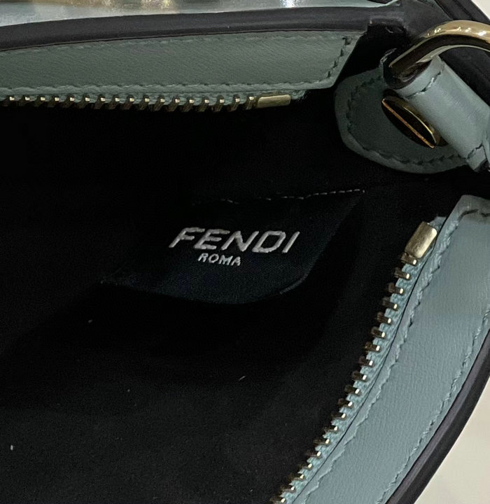 Fendi O'Lock embellished leather shoulder bag Blue F8573