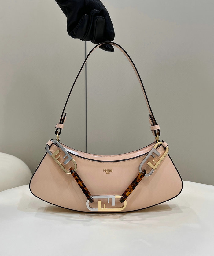 Fendi O'Lock embellished leather shoulder bag Pink F8573