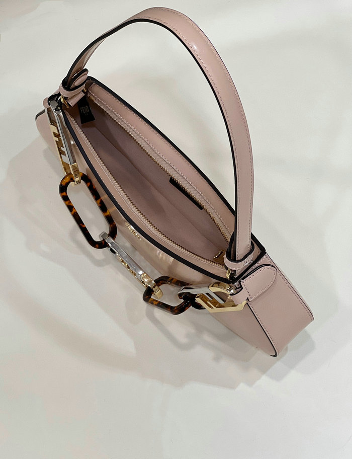 Fendi O'Lock embellished leather shoulder bag Pink F8573