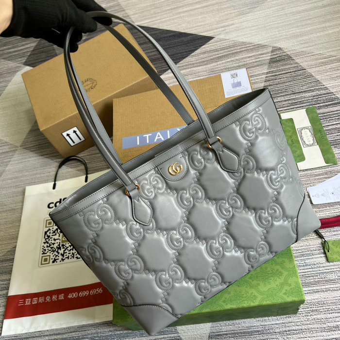 Gucci GG Matelasse leather medium tote Grey 631685