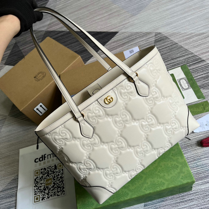 Gucci GG Matelasse leather medium tote White 631685