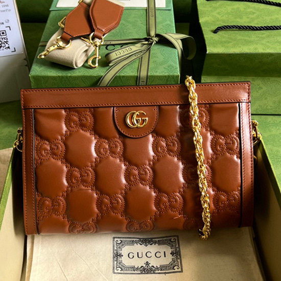 Gucci GG Matelasse leather small bag Brown 702200