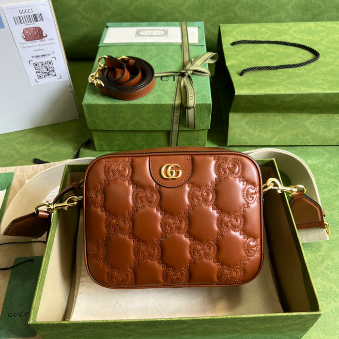 Gucci GG Matelasse leather small bag Brown 702234