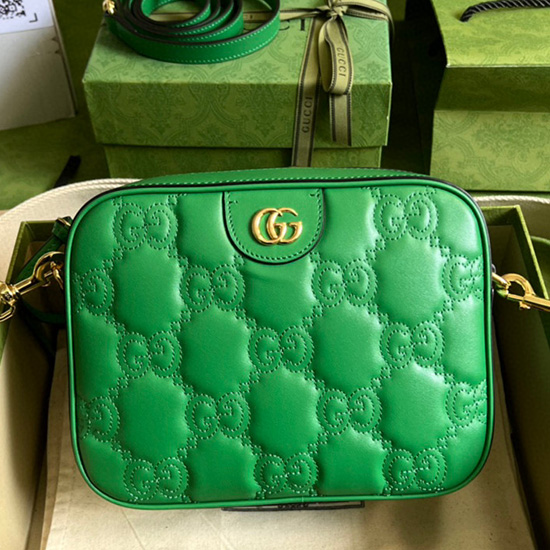 Gucci GG Matelasse leather small bag Green 702234