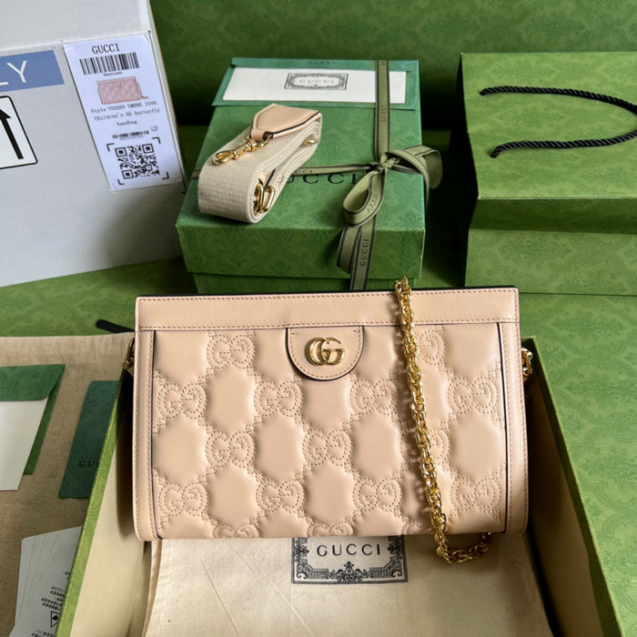 Gucci GG Matelasse leather small bag Pink 702200