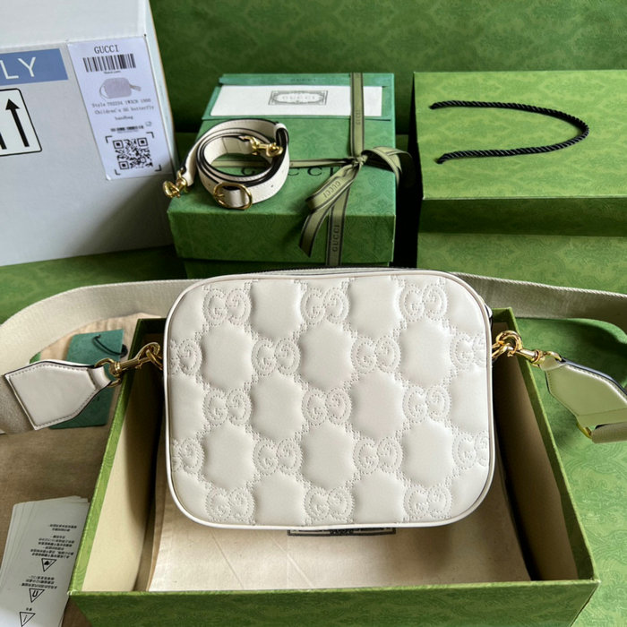 Gucci GG Matelasse leather small bag White 702234