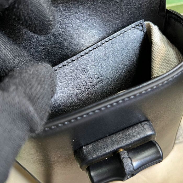 Gucci Leather Bamboo mini handbag Black 702106