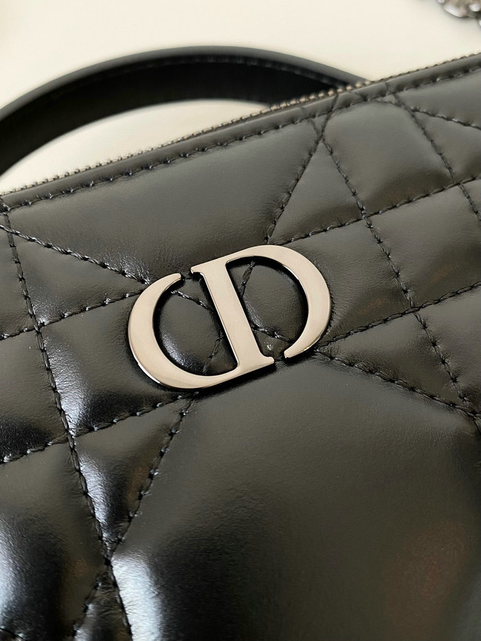 DIOR CARO BOX BAG WITH CHAIN Black D7301