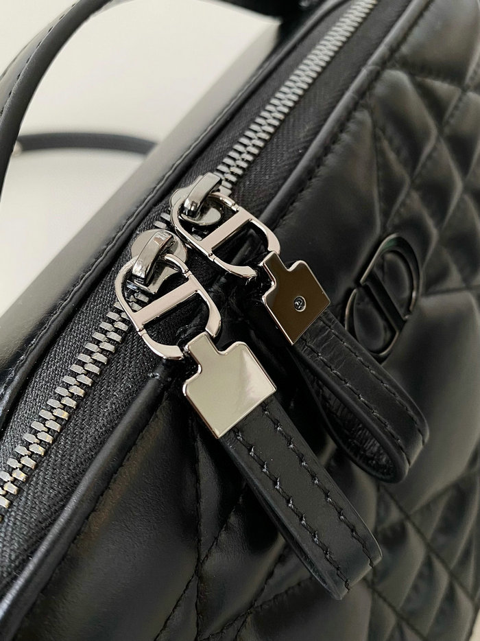 DIOR CARO BOX BAG WITH CHAIN Black D7301