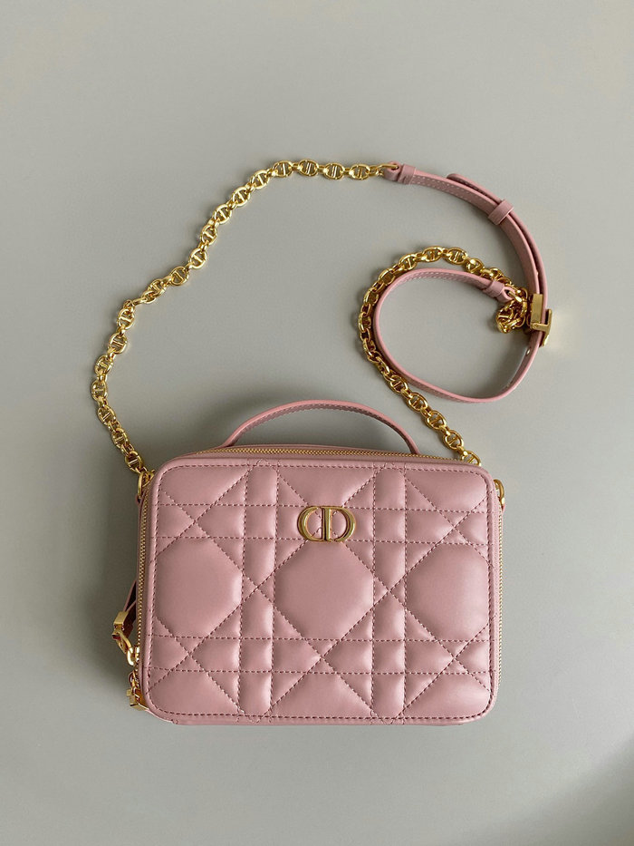 DIOR CARO BOX BAG WITH CHAIN Pink D7301