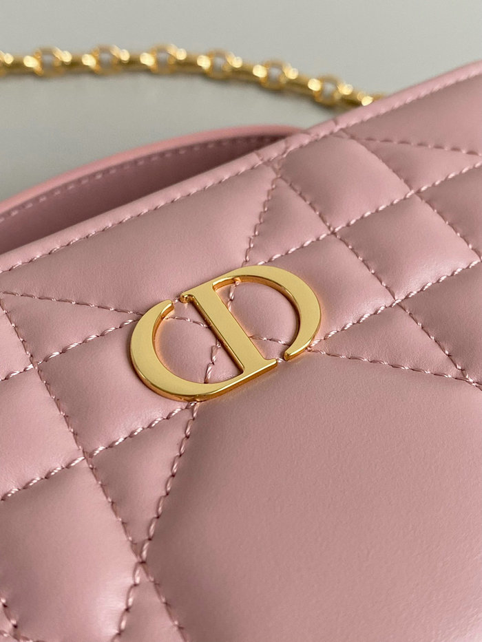 DIOR CARO BOX BAG WITH CHAIN Pink D7301