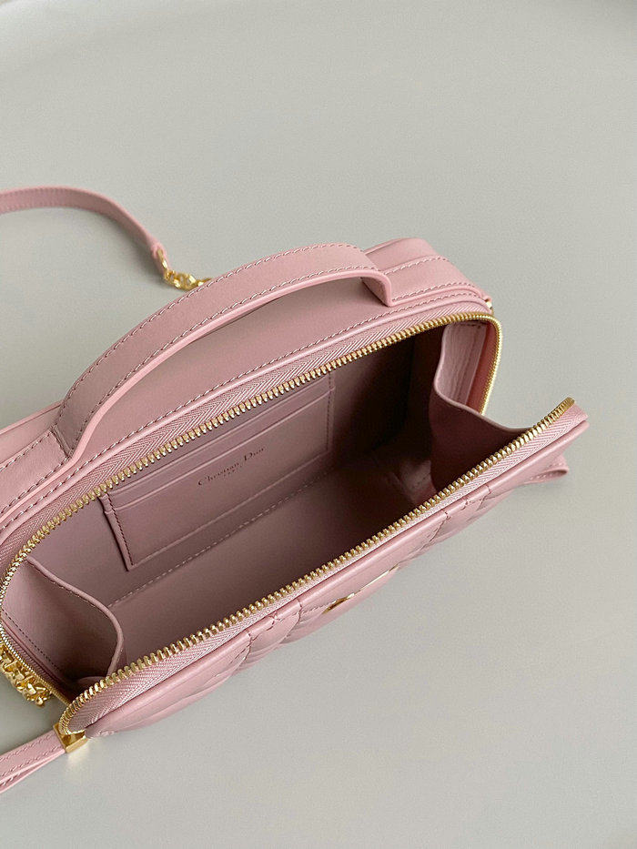 DIOR CARO BOX BAG WITH CHAIN Pink D7301