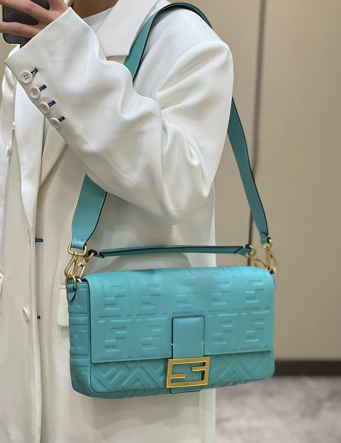 Fendi Baguette Leather Bag Light Blue F0192