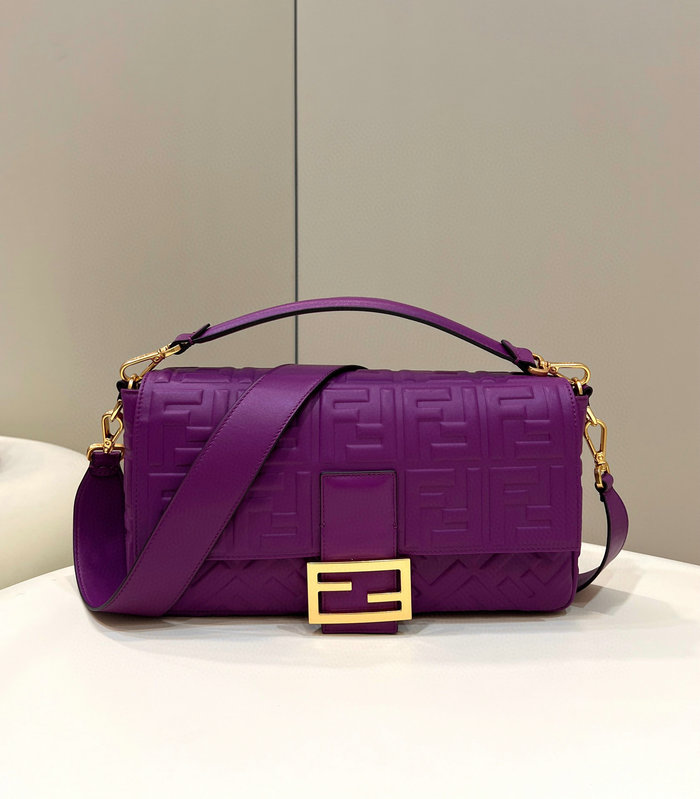 Fendi Baguette Leather Bag Purple F0192