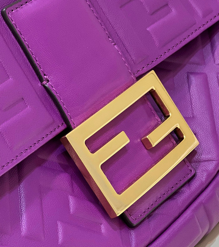 Fendi Baguette Leather Bag Purple F0192