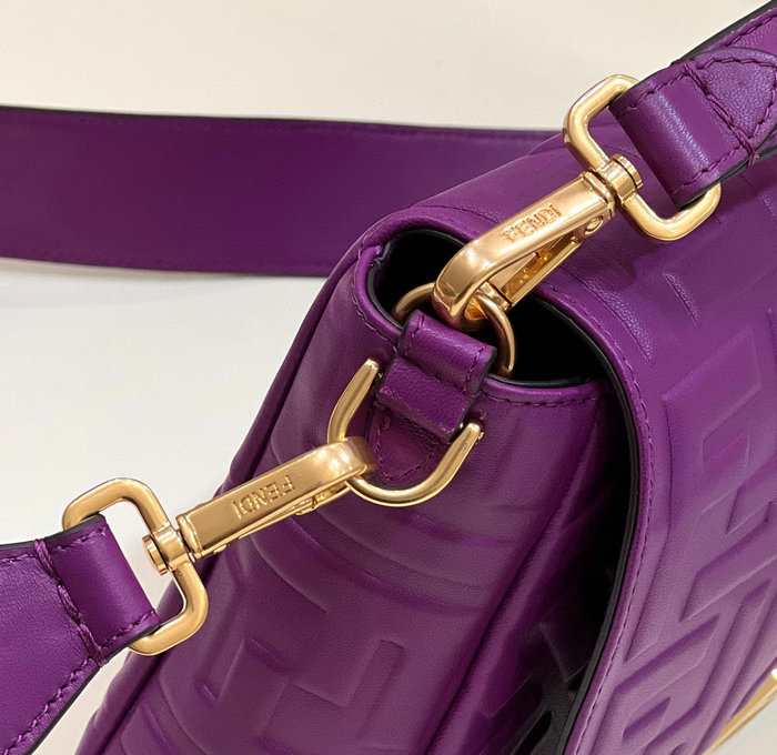 Fendi Baguette Leather Bag Purple F0192