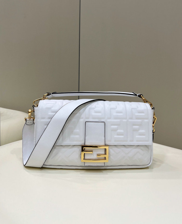 Fendi Baguette Leather Bag White F0192