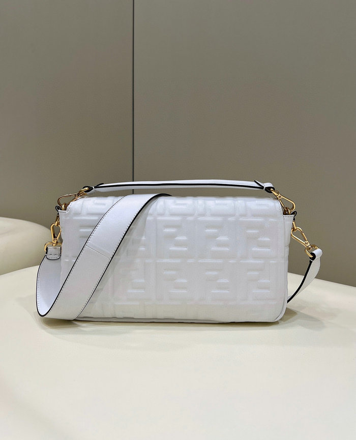 Fendi Baguette Leather Bag White F0192