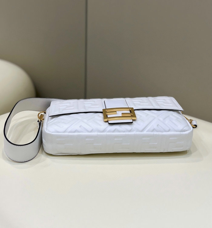 Fendi Baguette Leather Bag White F0192