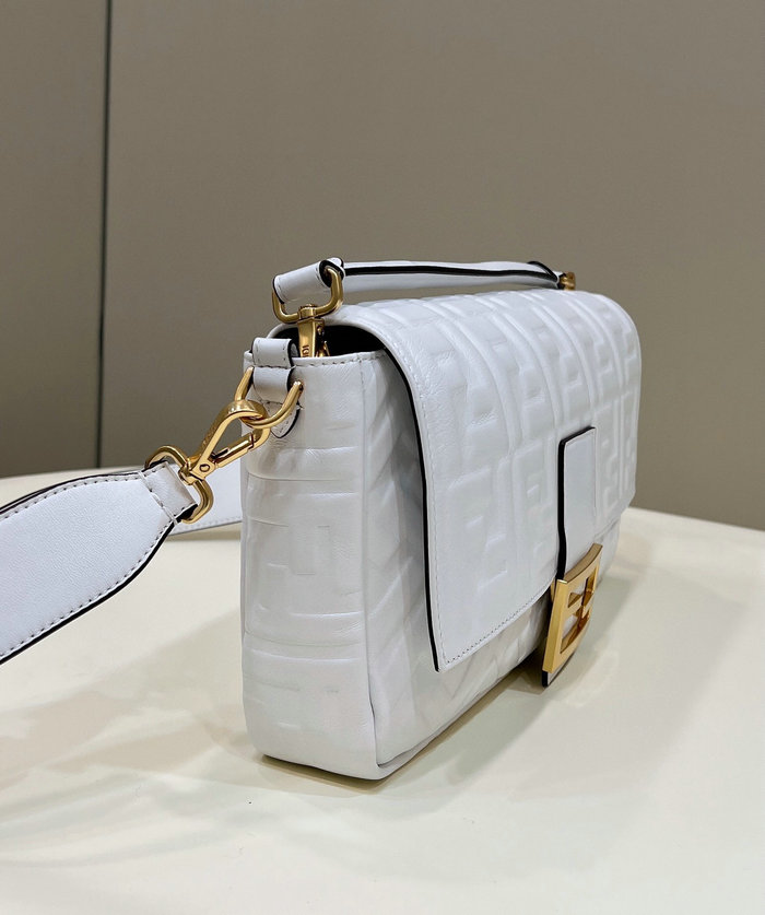 Fendi Baguette Leather Bag White F0192