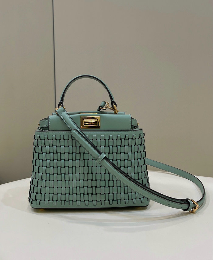 Fendi Braided Leather Mini Peekaboo Bag Green F80109