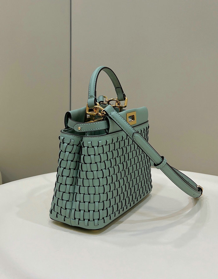 Fendi Braided Leather Mini Peekaboo Bag Green F80109