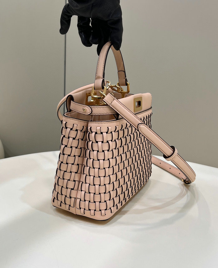 Fendi Braided Leather Mini Peekaboo Bag Pink F80109