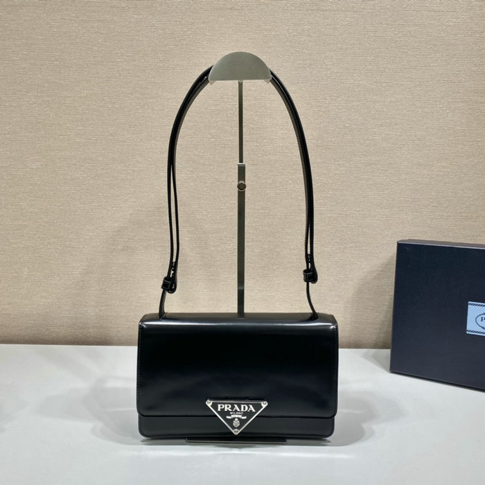 Prada Embleme brushed-leather bag Black 1BD321