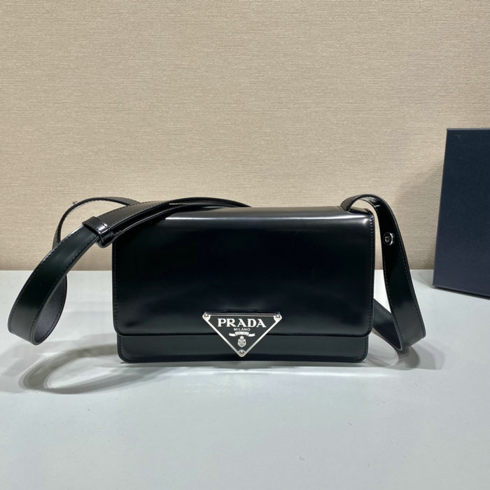 Prada Embleme brushed-leather bag Black 1BD321