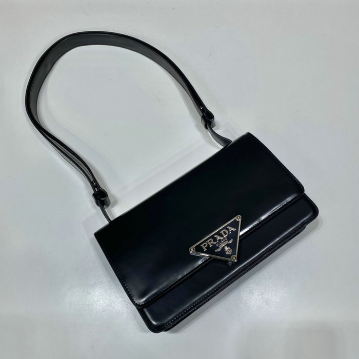 Prada Embleme brushed-leather bag Black 1BD321