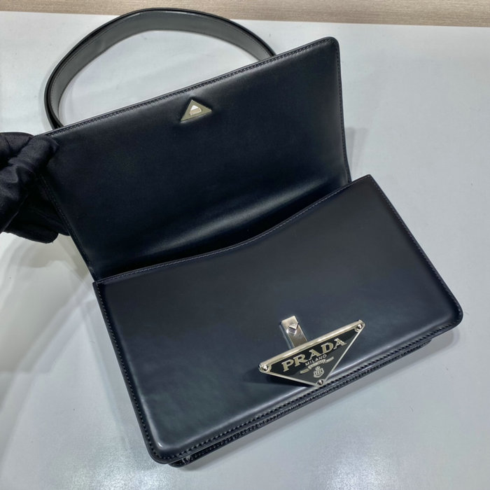 Prada Embleme brushed-leather bag Black 1BD321