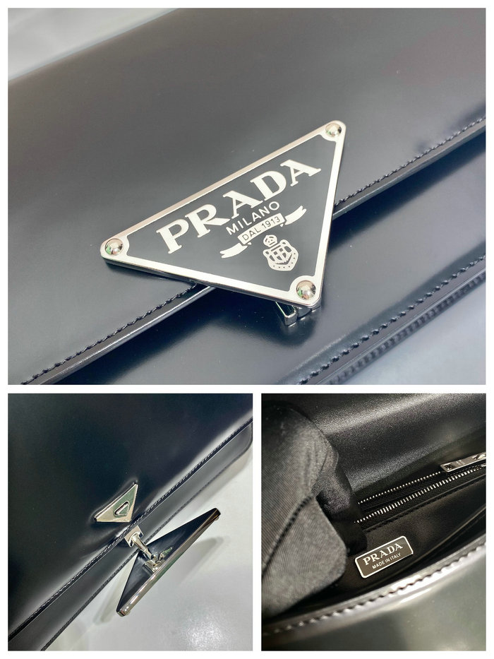 Prada Embleme brushed-leather bag Black 1BD321