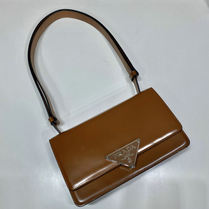 Prada Embleme brushed-leather bag Brown 1BD321