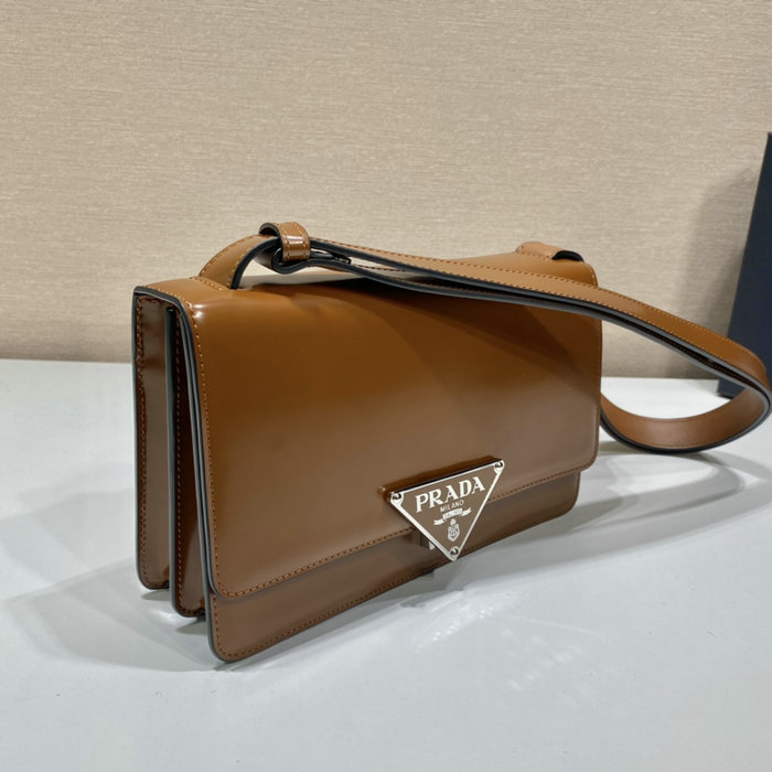 Prada Embleme brushed-leather bag Brown 1BD321