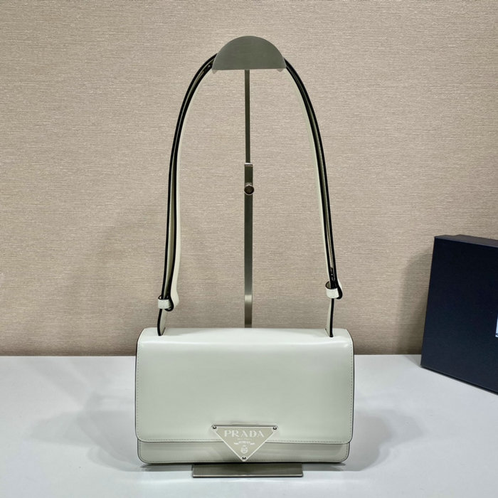 Prada Embleme brushed-leather bag White 1BD321