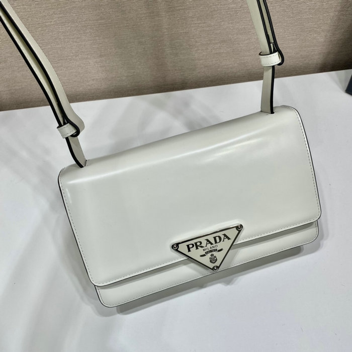 Prada Embleme brushed-leather bag White 1BD321