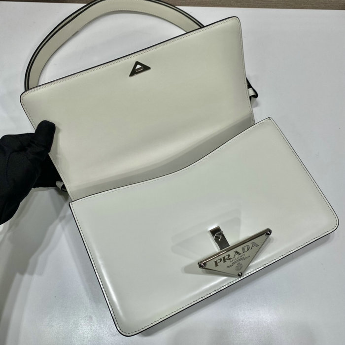 Prada Embleme brushed-leather bag White 1BD321