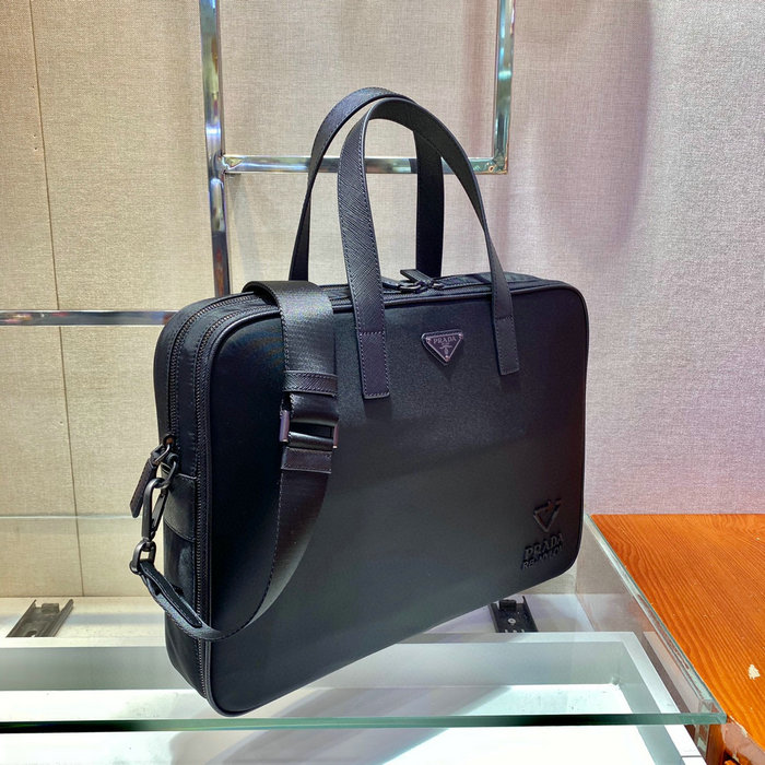 Prada Re-Nylon and Leather Briefcase Black 2VE005