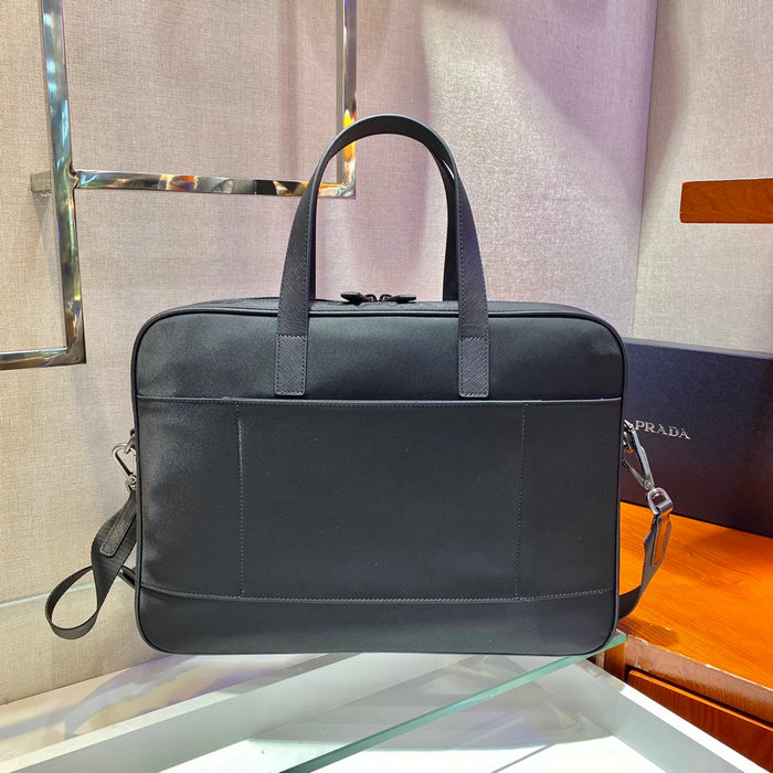 Prada Re-Nylon and Leather Briefcase Black 2VE005