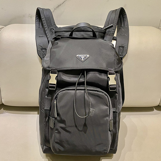 Prada Re-Nylon and Saffiano leather backpack with hood 2VZ135