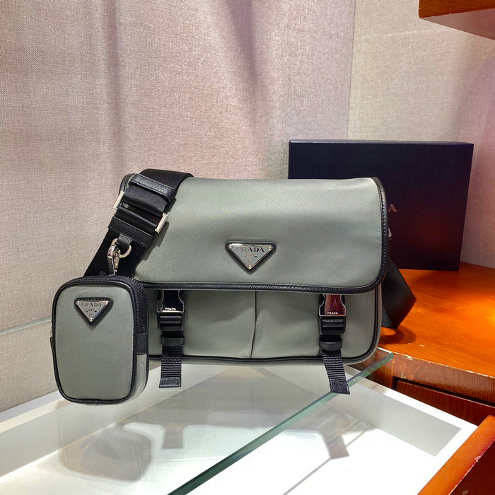 Prada Re-Nylon and Saffiano leather shoulder bag Grey 2VD769