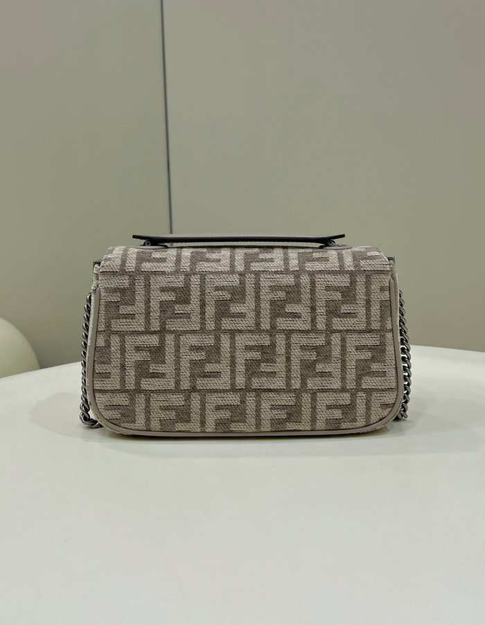 Fendi Baguette Chain Midi tapestry fabric bag Beige F8533