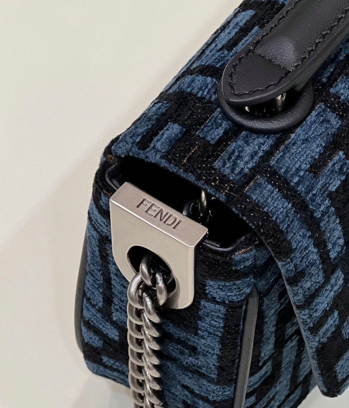 Fendi Baguette Chain Midi tapestry fabric bag Blue F8533