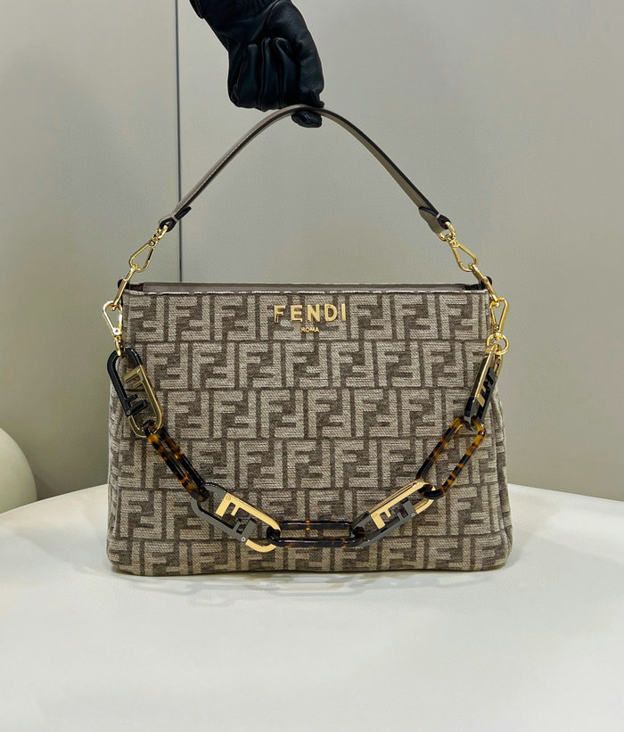 Fendi O'Lock Zip tapestry fabric bag Beige F8580