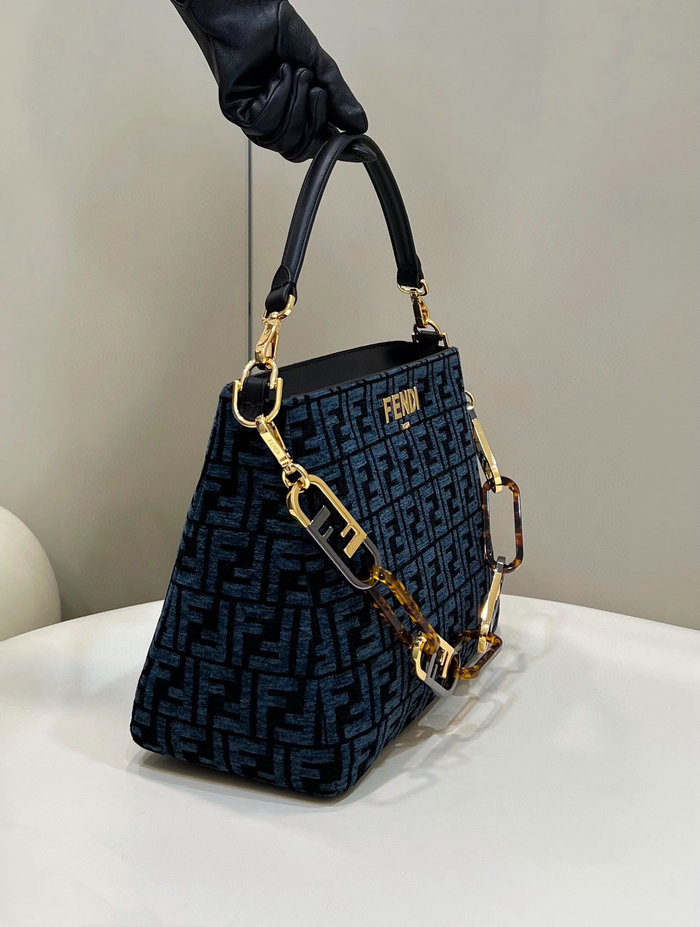 Fendi O'Lock Zip tapestry fabric bag Blue F8580