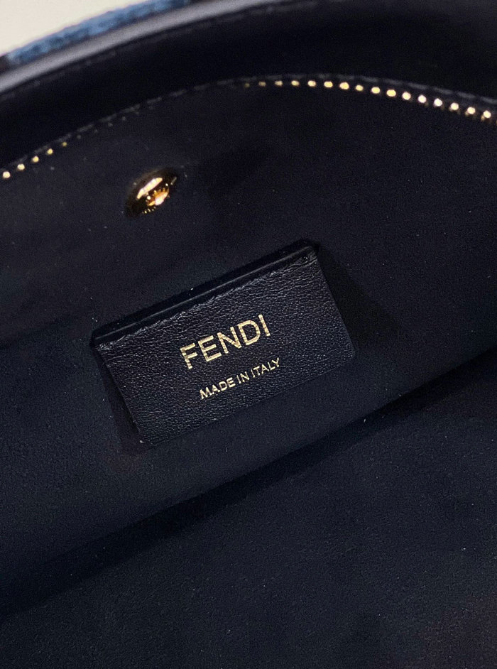 Fendi O'Lock Zip tapestry fabric bag Blue F8580