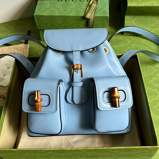 Gucci Bamboo small backpack Blue 702101
